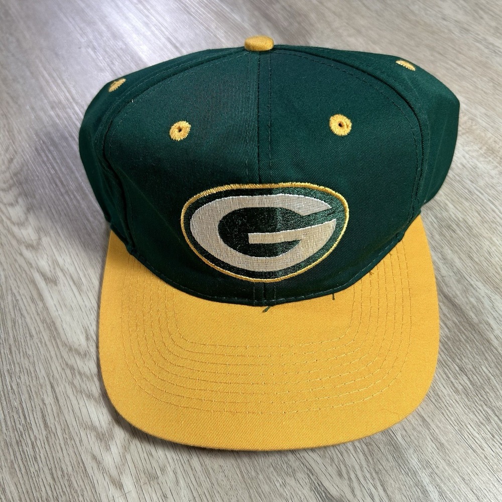VTG Green Bay Packers Snapback Hat NFL Football Logo‎ 7 Green Yellow Cap